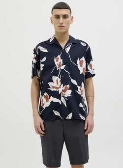 Camisa m/c resort con estampado flores grandes Jack & Jones Night Sky