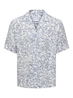 Camisa m/c resort con estampado flores monocolor Only & Sons Cloud Dancer