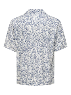 Camisa m/c resort con estampado flores monocolor Only & Sons Cloud Dancer