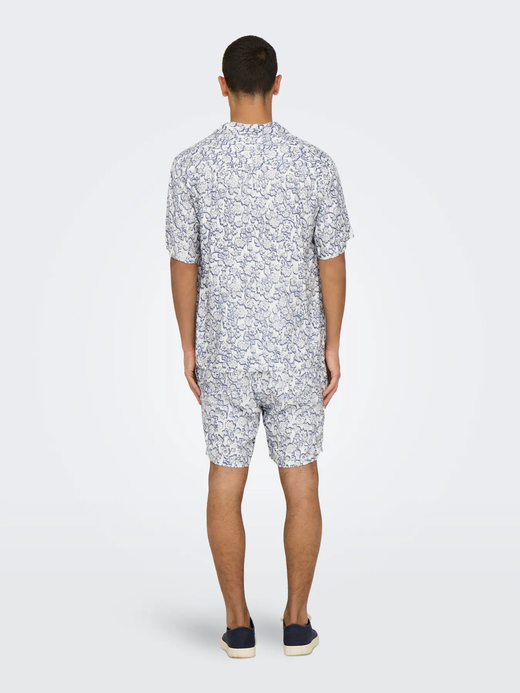 Camisa m/c resort con estampado flores monocolor Only & Sons Cloud Dancer