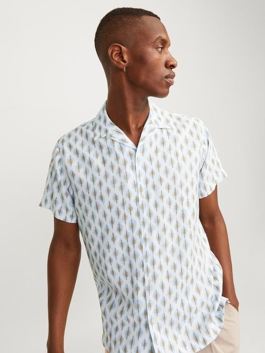 Camisa m/c resort con estampado geométrico Jack & Jones Cerulean