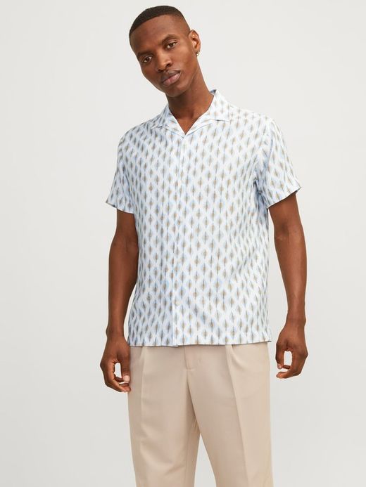 Camisa m/c resort con estampado geométrico Jack & Jones Cerulean