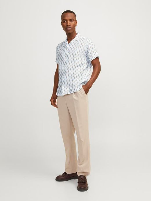 Camisa m/c resort con estampado geométrico Jack & Jones Cerulean