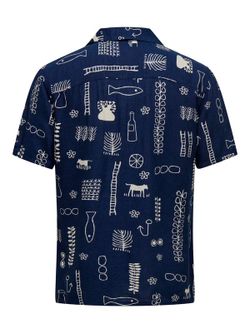 Camisa m/c viscosa con dibujos monocolor Only & Sons Navy Blazer