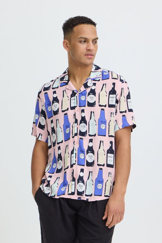 Camisa m/c viscosa con estampado botellas Blend Of America Rose