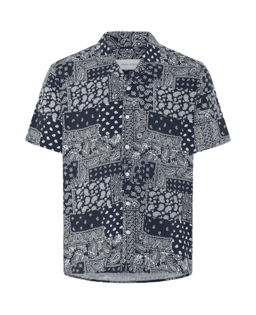 Camisa m/c viscosa con estampado cachemir monocolor Blend Of America Navy