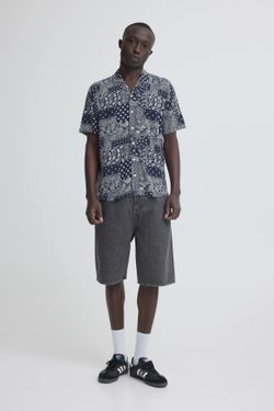 Camisa m/c viscosa con estampado cachemir monocolor Blend Of America Navy