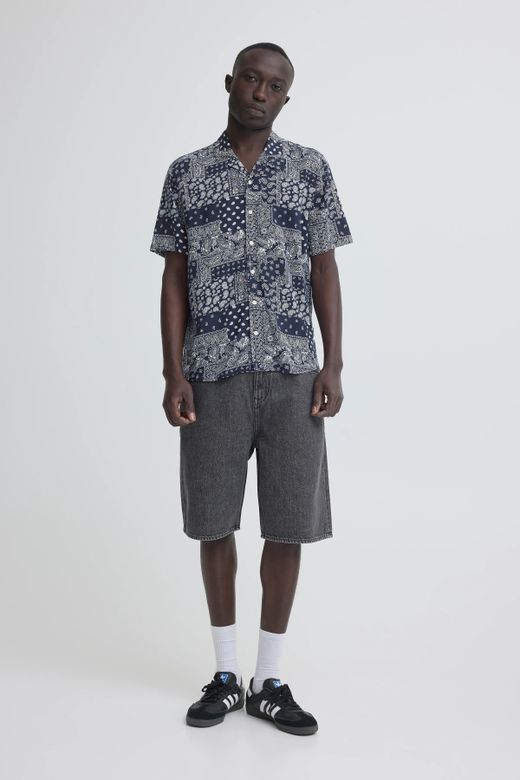 Camisa m/c viscosa con estampado cachemir monocolor Blend Of America Navy
