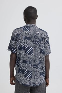 Camisa m/c viscosa con estampado cachemir monocolor Blend Of America Navy