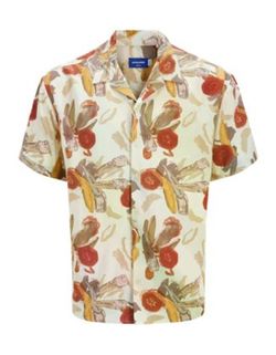 Camisa m/c viscosa con estampado floral Jack & Jones Antique White