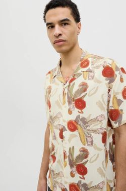 Camisa m/c viscosa con estampado floral Jack & Jones Antique White