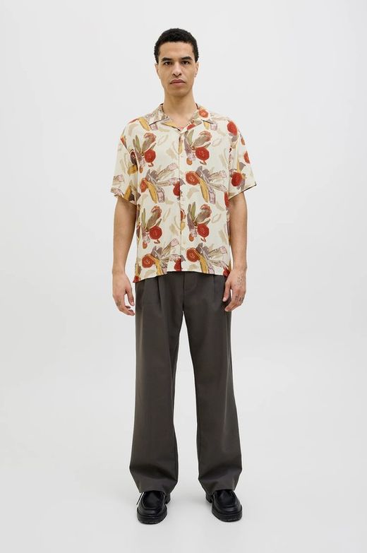 Camisa m/c viscosa con estampado floral Jack & Jones Antique White