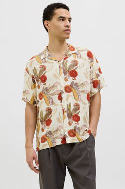 Camisa m/c viscosa con estampado floral Jack & Jones Antique White