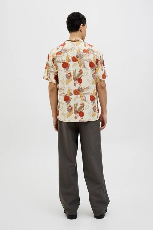 Camisa m/c viscosa con estampado floral Jack & Jones Antique White