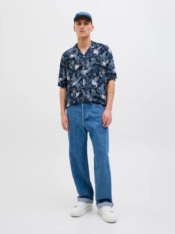 Camisa m/c viscosa con estampado floral multicolor Jack & Jones Sky Captain