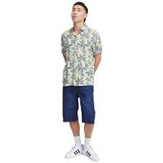 Camisa m/c viscosa con estampado hojas Blend Of America Oyster Mushroom