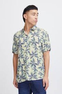 Camisa m/c viscosa con estampado hojas Blend Of America Oyster Mushroom