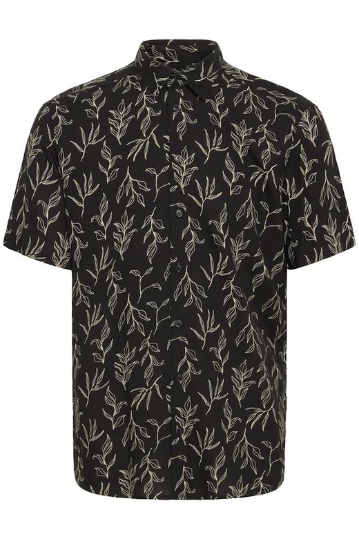 Camisa m/c viscosa con estampado hojas monocolor Blend Of America Black