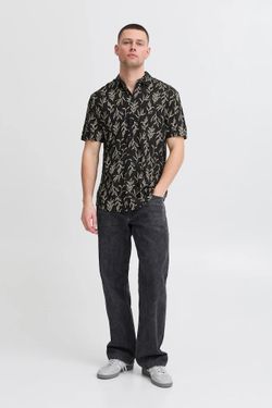 Camisa m/c viscosa con estampado hojas monocolor Blend Of America Black