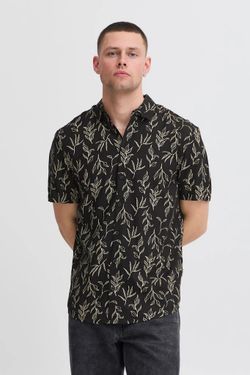 Camisa m/c viscosa con estampado hojas monocolor Blend Of America Black