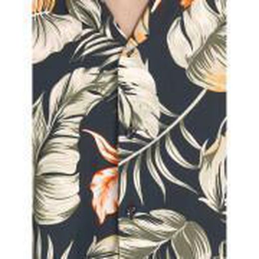 Camisa m/c viscosa con estampado tropical Jack & Jones Black