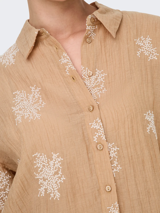 Camisa m/l con bordado Jdy Latte