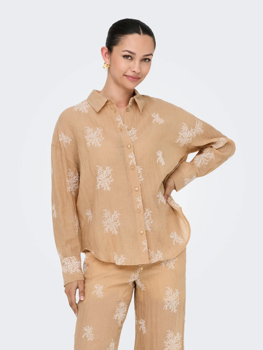 Camisa m/l con bordado Jdy Latte