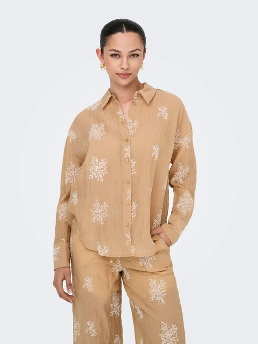 Camisa m/l con bordado Jdy Latte
