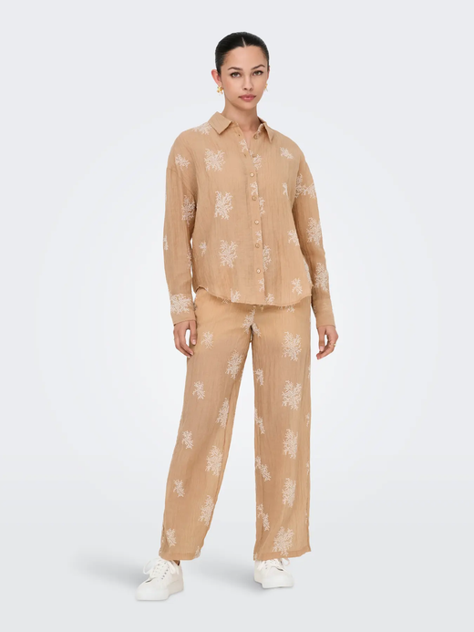 Camisa m/l con bordado Jdy Latte