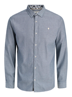 Camisa m/l con coderas contrastadas Jack & Jones Navy Blazer