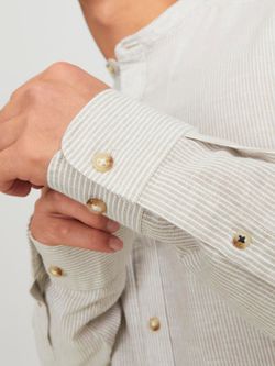 Camisa m/l con cuello mao rayas finas Jack & Jones Crockery