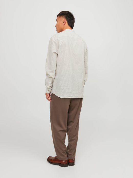 Camisa m/l con cuello mao rayas finas Jack & Jones Crockery