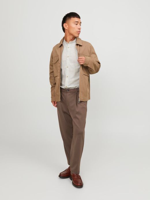 Camisa m/l con cuello mao rayas finas Jack & Jones Crockery