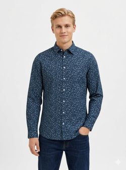 Camisa m/l con estampado floral bicolor Selected Sky Captain