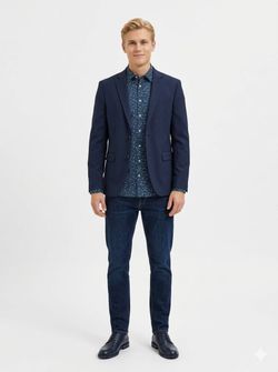 Camisa m/l con estampado floral bicolor Selected Sky Captain
