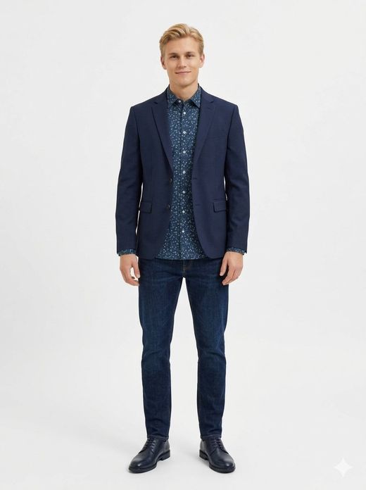 Camisa m/l con estampado floral bicolor Selected Sky Captain