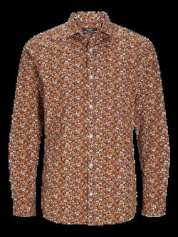 Camisa m/l con estampado floral Jack & Jones Summer Brown