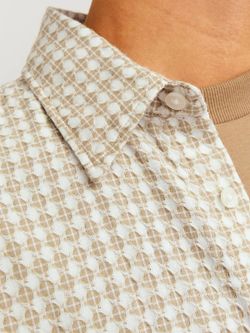 Camisa m/l con estampado geométrico Jack & Jones Beige