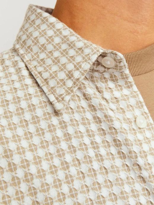 Camisa m/l con estampado geométrico Jack & Jones Beige