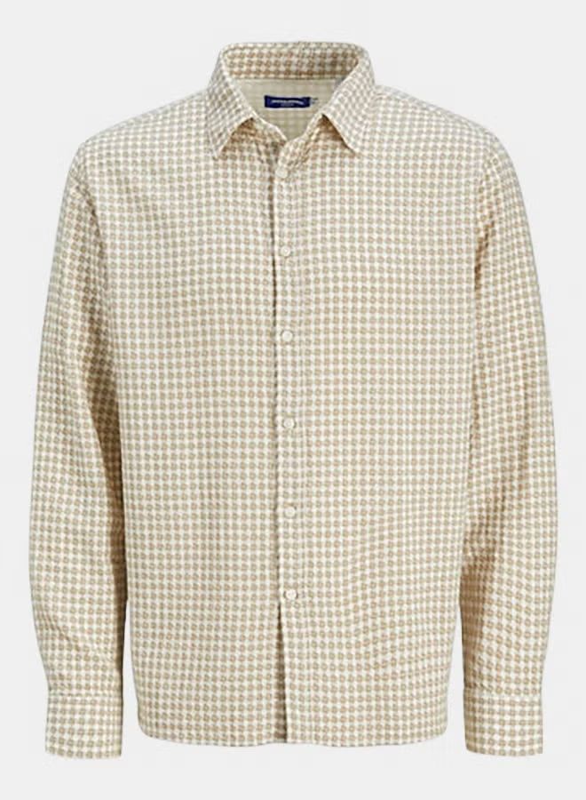 Camisa m/l con estampado geométrico Jack & Jones Beige 4XL
