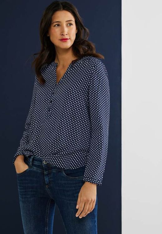 Camisa m/l con estampado geométrico Street One Deep Blue