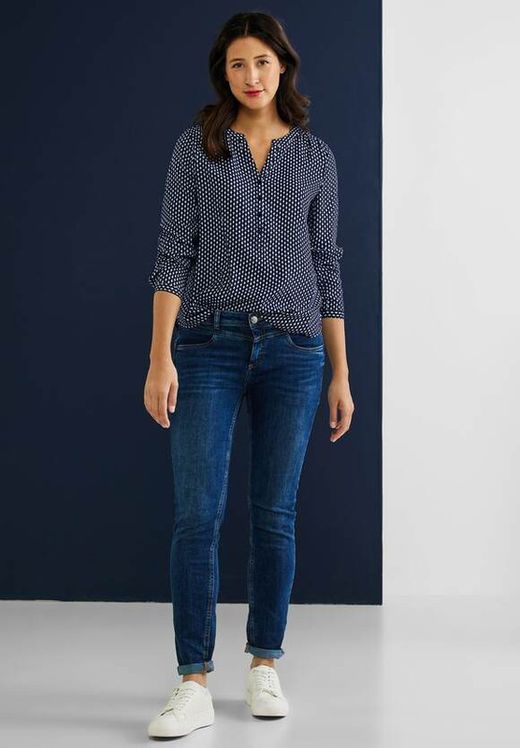 Camisa m/l con estampado geométrico Street One Deep Blue