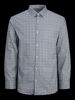 Camisa m/l con micro estampado Jack & Jones Blue