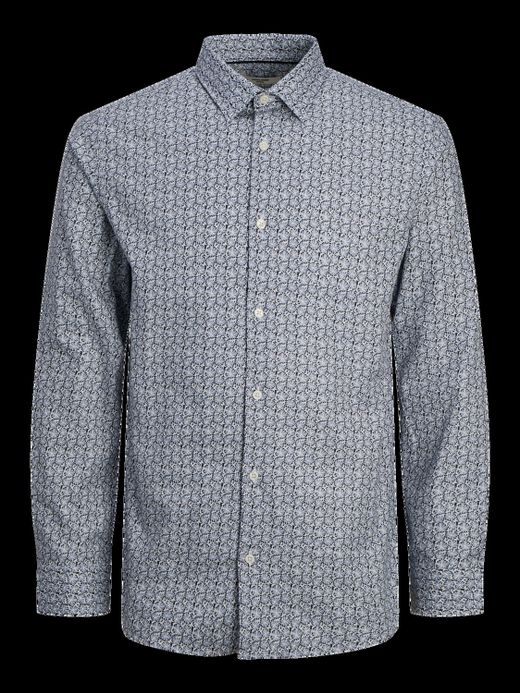 Camisa m/l con micro estampado Jack & Jones Blue