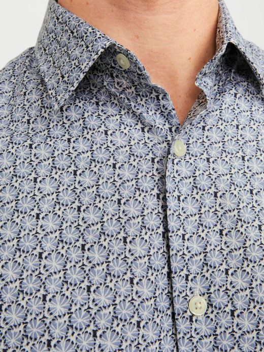 Camisa m/l con micro estampado Jack & Jones Blue