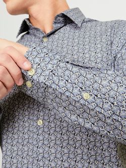 Camisa m/l con micro estampado Jack & Jones Blue