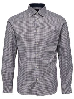 Camisa m/l con microcuadros Selected Bright White