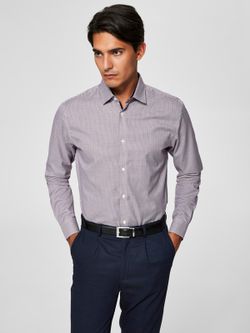 Camisa m/l con microcuadros Selected Bright White