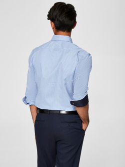Camisa m/l con microcuadros Selected Sky Blue