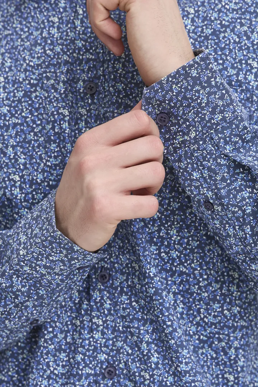 Camisa m/l con microestampado floral Blend Of America Dress Blue